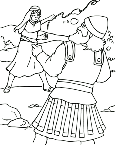 David And Goliath  Coloring Page